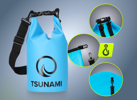 Worek wodoodporny TSUNAMI 5 litrów - niebieski Worek wodoodporny TSUNAMI 5 litrów - niebieski - zdjęcie poglądowe 4