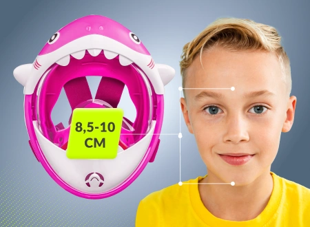 Maska do nurkowania dziecięca TSUNAMI - różowy rekin Maska do nurkowania dziecięca TSUNAMI - rekin - zdjęcie poglądowe 1