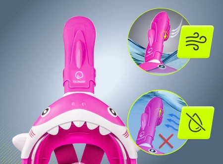 Maska do nurkowania dziecięca TSUNAMI - różowy rekin Maska do nurkowania dziecięca TSUNAMI - rekin - zdjęcie poglądowe 2