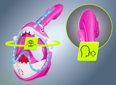 Maska do nurkowania dziecięca TSUNAMI - różowy rekin Maska do nurkowania dziecięca TSUNAMI - rekin - zdjęcie poglądowe 3