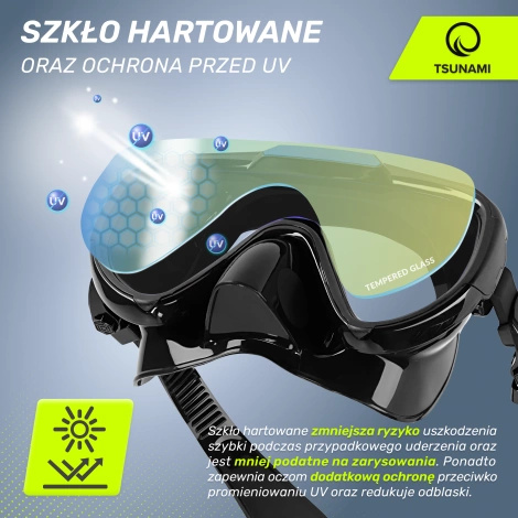 Maska do nurkowania snorkelingu z rurką TSUNAMI czarna