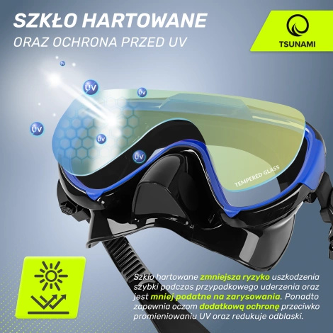Maska do nurkowania snorkelingu z rurką TSUNAMI niebieska