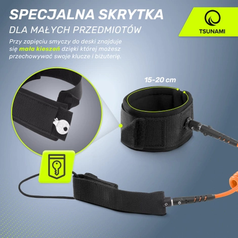 Linka bezpieczeństwa do deski SUP-Leash 3 m - pomarańczowa