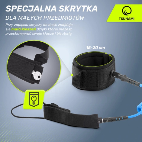 Linka bezpieczeństwa do deski SUP-Leash 3 m - niebieska