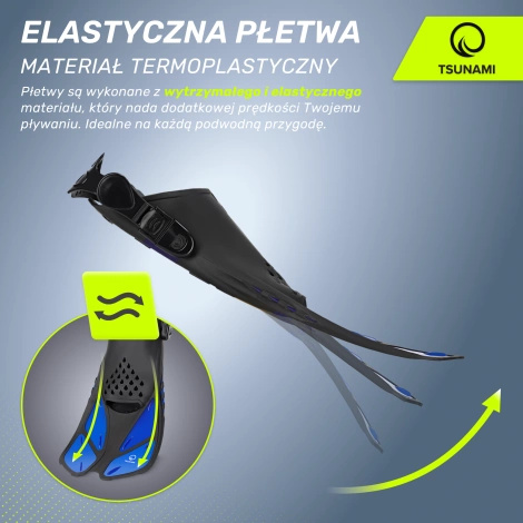 Płetwy do pływania TSUNAMI L/XL granatowe