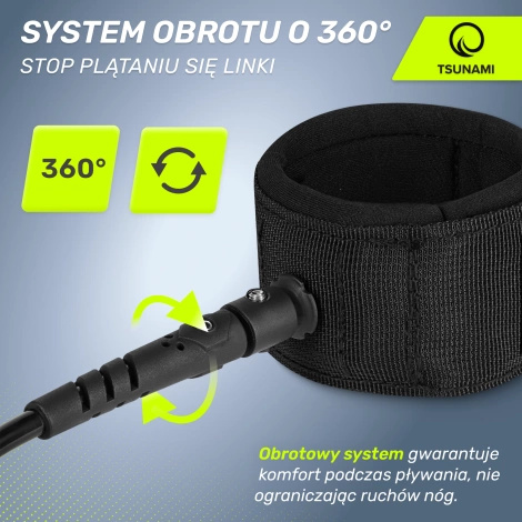 Linka bezpieczeństwa do deski SUP-Leash 3 m - zielona